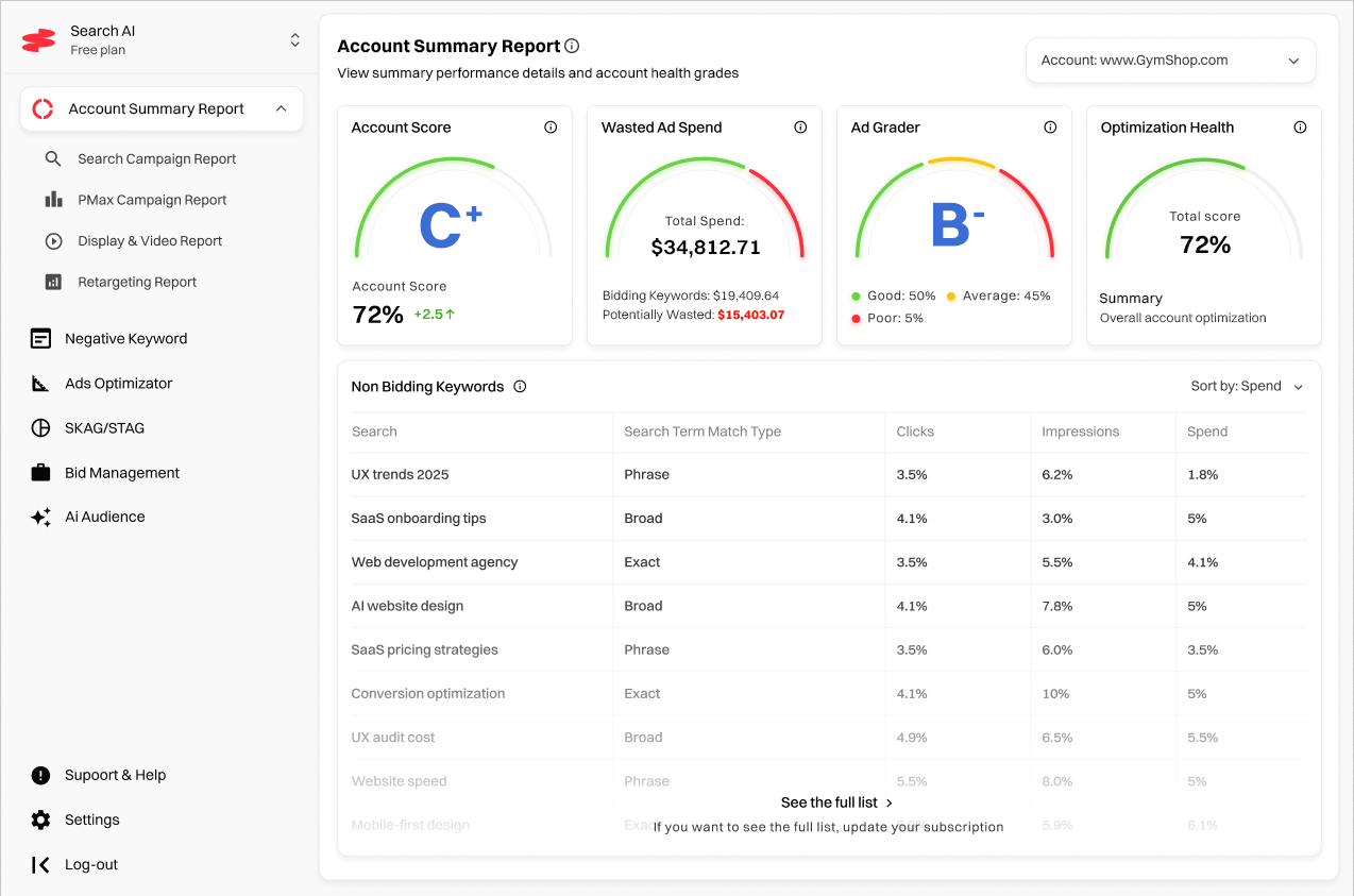 SearchAi Dashboard
