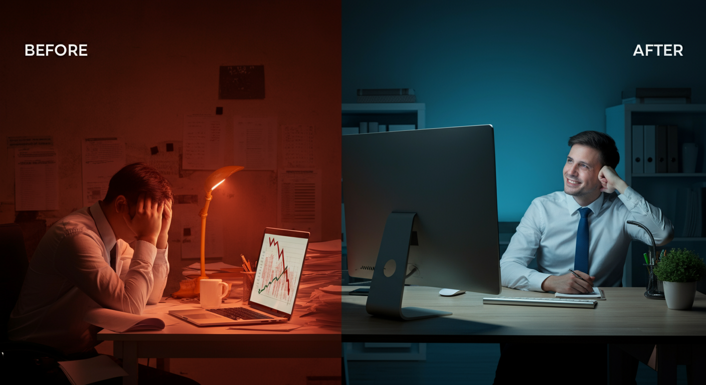 Before: Confused by data. After: Clear insights with SearchAI