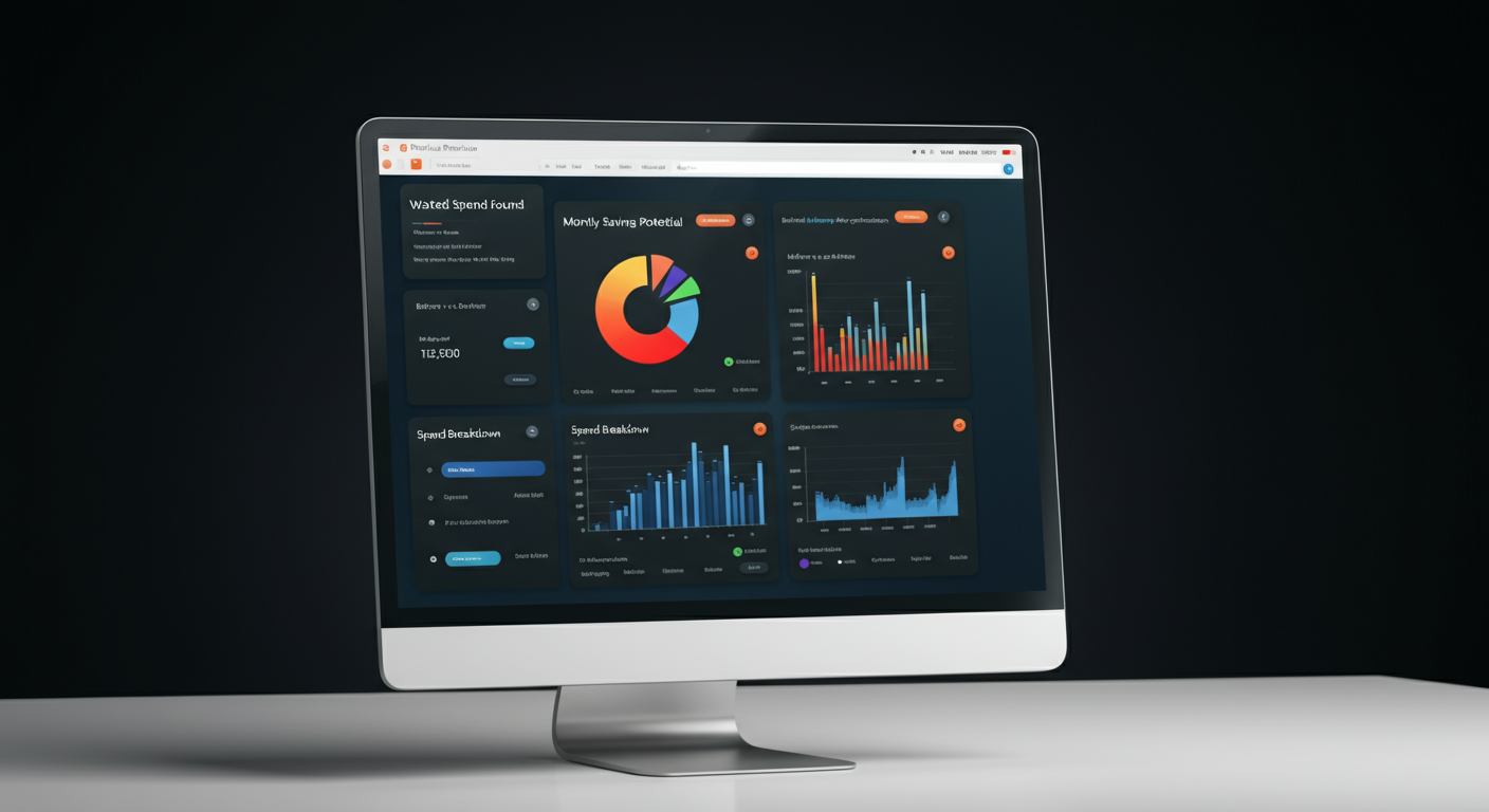 SearchAI Dashboard showing wasted spend and savings opportunities